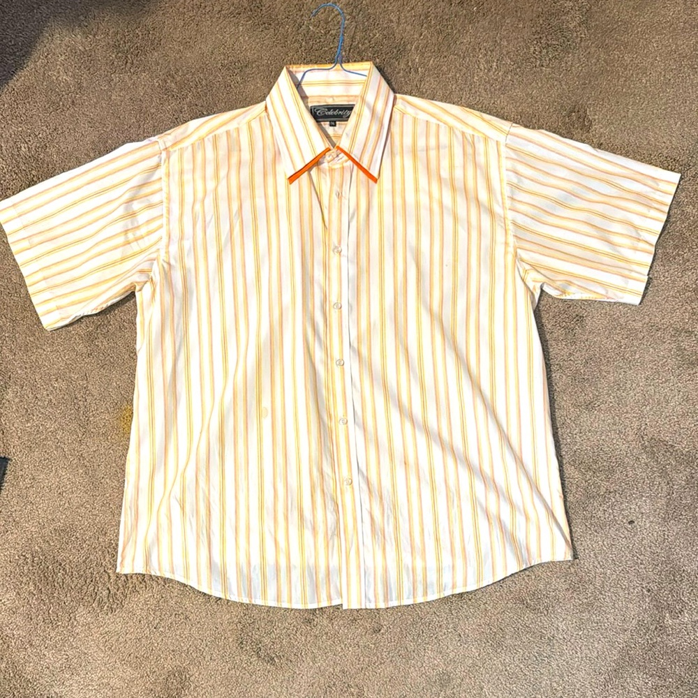 Orange and Cream Casual Button Down Shirt